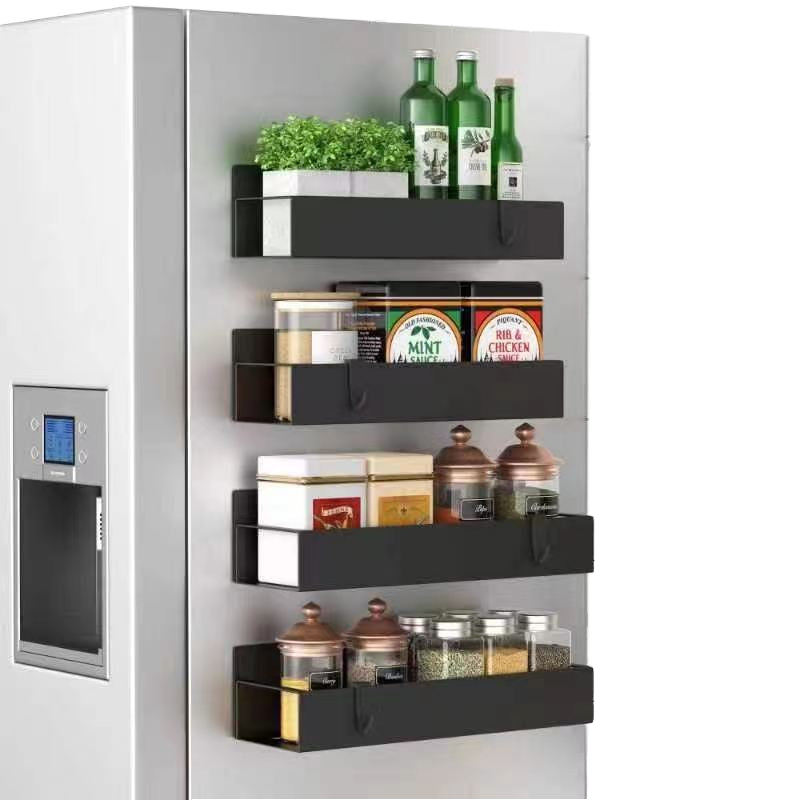 Modern Magnetic Refrigerator Storage Shelf Kitchen Side Hanging Spice Metal Dance Shelves