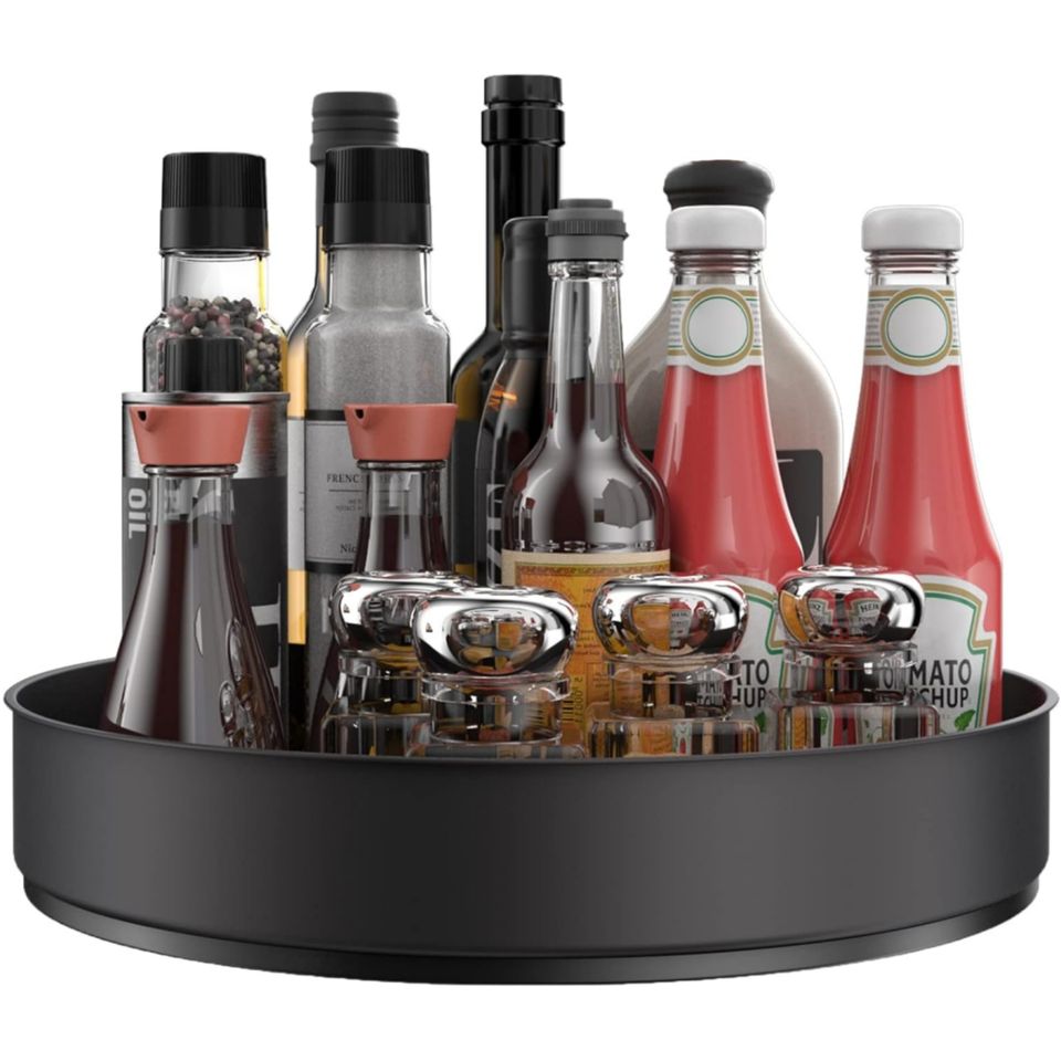Stainless Steel Lazy Susan Spice Rack Turntable for Pantry Cabinet Decorative Trays Storage Container Organizer