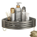 Stainless Steel Bathroom Corner Shelf with Hooks & Toothpaste Holder