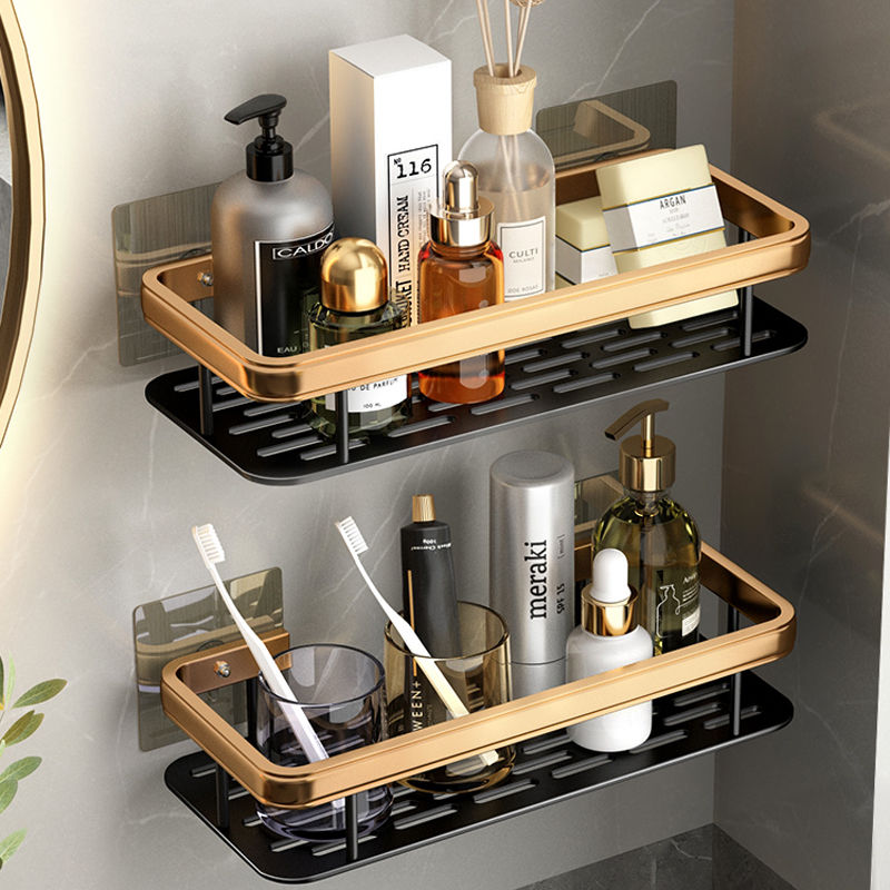 Modern Gold Wall-Mounted Bathroom Shelf