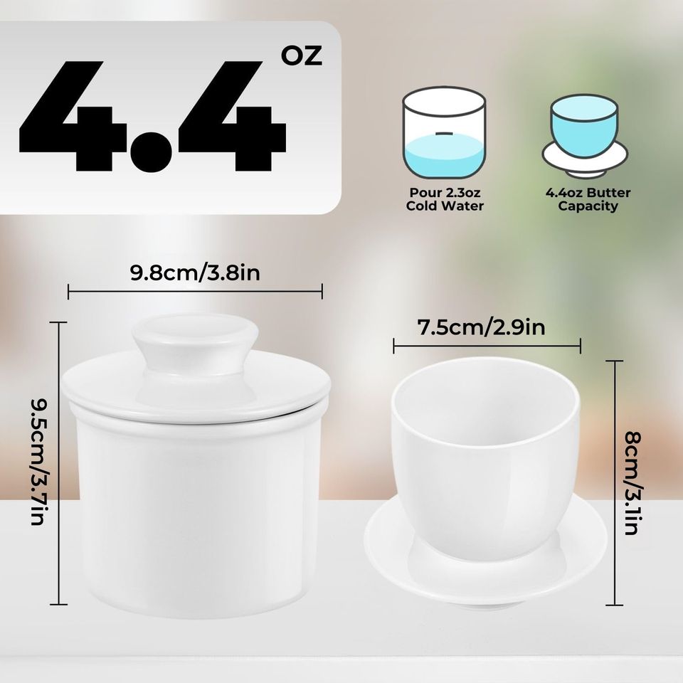 French Butter Glass with Lid, Ceramic Water Seal Cheese Seal Glass