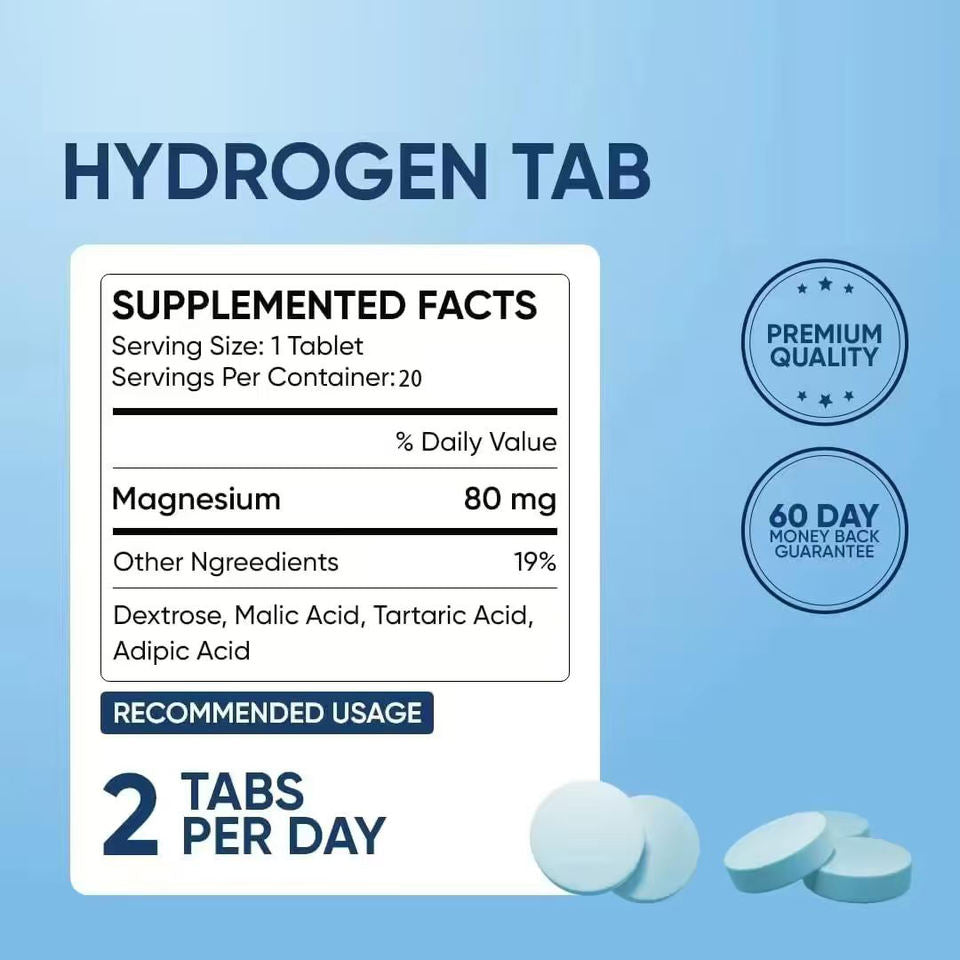 BioFlex Adult Formula with Logo, Tasteless H2 Hydrogen Effervescent Tablets, Rich in Magnesium, 20 Tablets