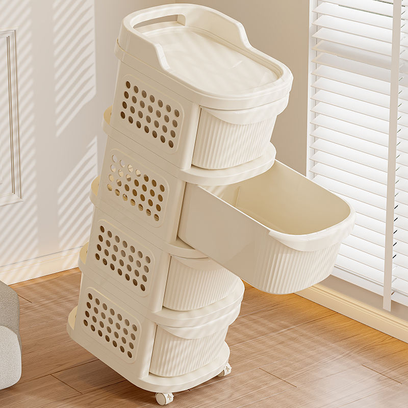 Portable Home Snack & Toy Organizer Rack Multi-level Storage Shelves Floor Standing Kitchen Bathroom Storage Cabinet Cart Style