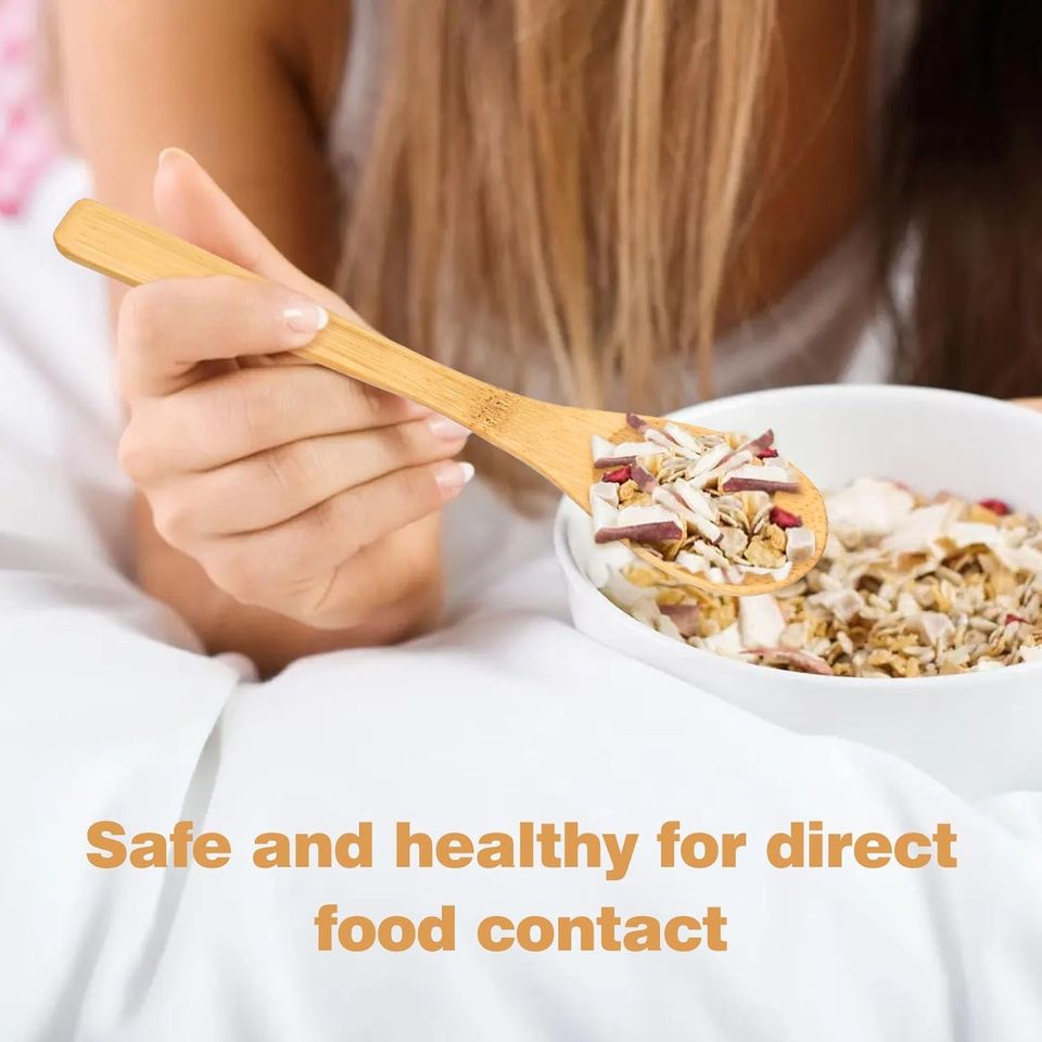 Modern Bamboo Long Handle Spoon Cutlery Set Heat-Resistant Kitchenware for Party for Honey/Coffee/Coconut Oil Soup More