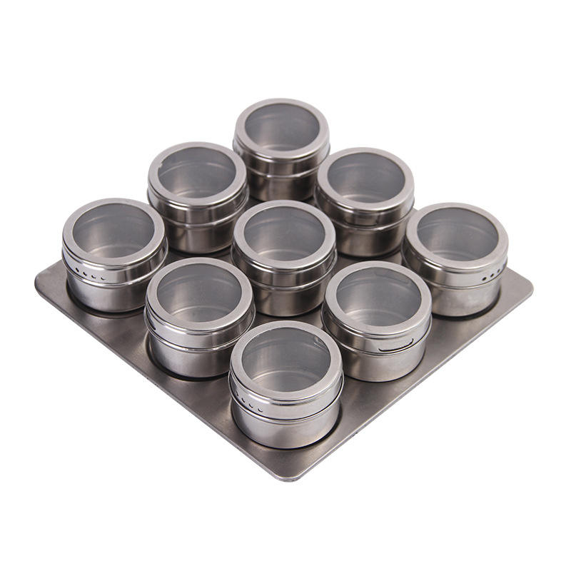 Magnetic Spice Rack Set, Stainless Steel Kitchen Multifunctional Countertop Spice Shelf