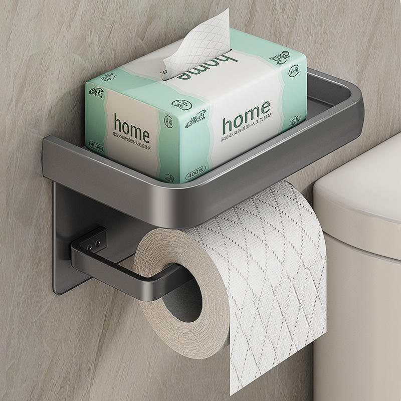 Self-Adhesive Toilet Paper Holder with Phone Shelf