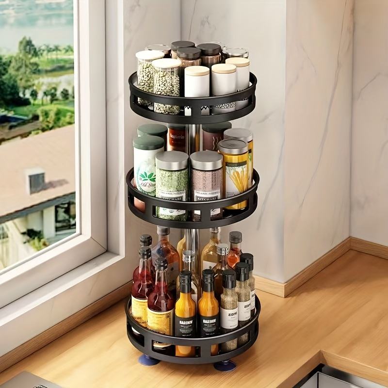 Rotating Kitchen Metal Spice Rack Spice Storage Organizer Spice Jar Organizer for Kitchen Accessories