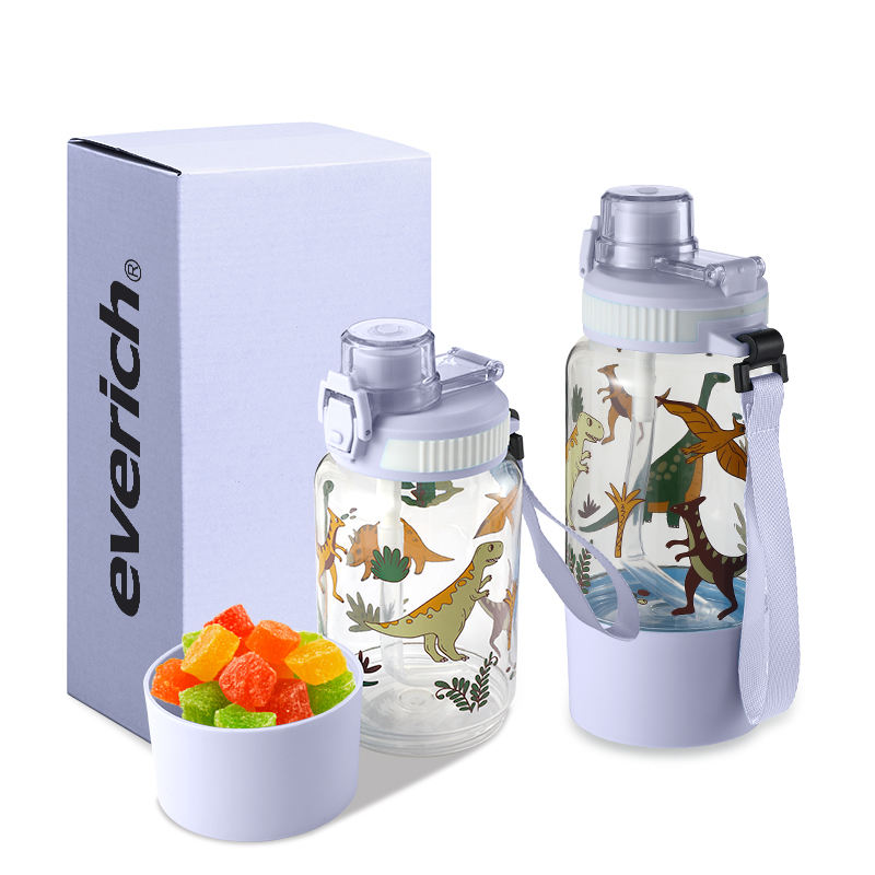 350ml Kinder Wasserflasche Tritan Plastik mit Aufbewahrungsbox für Candy Snack Schulkinder Großhandel