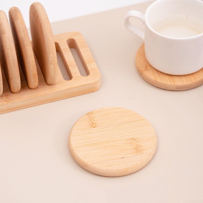 Modern Bamboo Coaster Set for Tea Ceremony Drinks Cup Water Cup Tray Coffee Mat Christmas Gift for Family Friends Insulation Rack