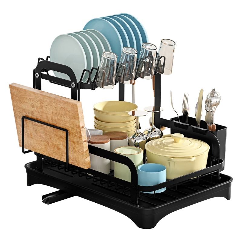 Multifunctional Kitchen Shelf with Drainage Drying Double-Layer Dish Rack