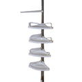 4-Tier White Floating Bathroom Corner Shelf with Telescopic Function for Shower