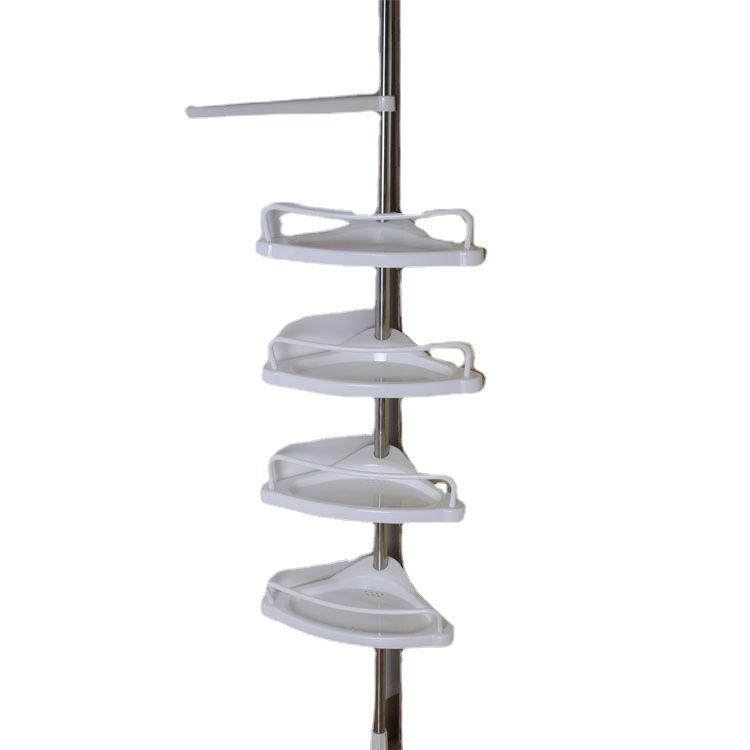 4-Tier White Floating Bathroom Corner Shelf with Telescopic Function for Shower