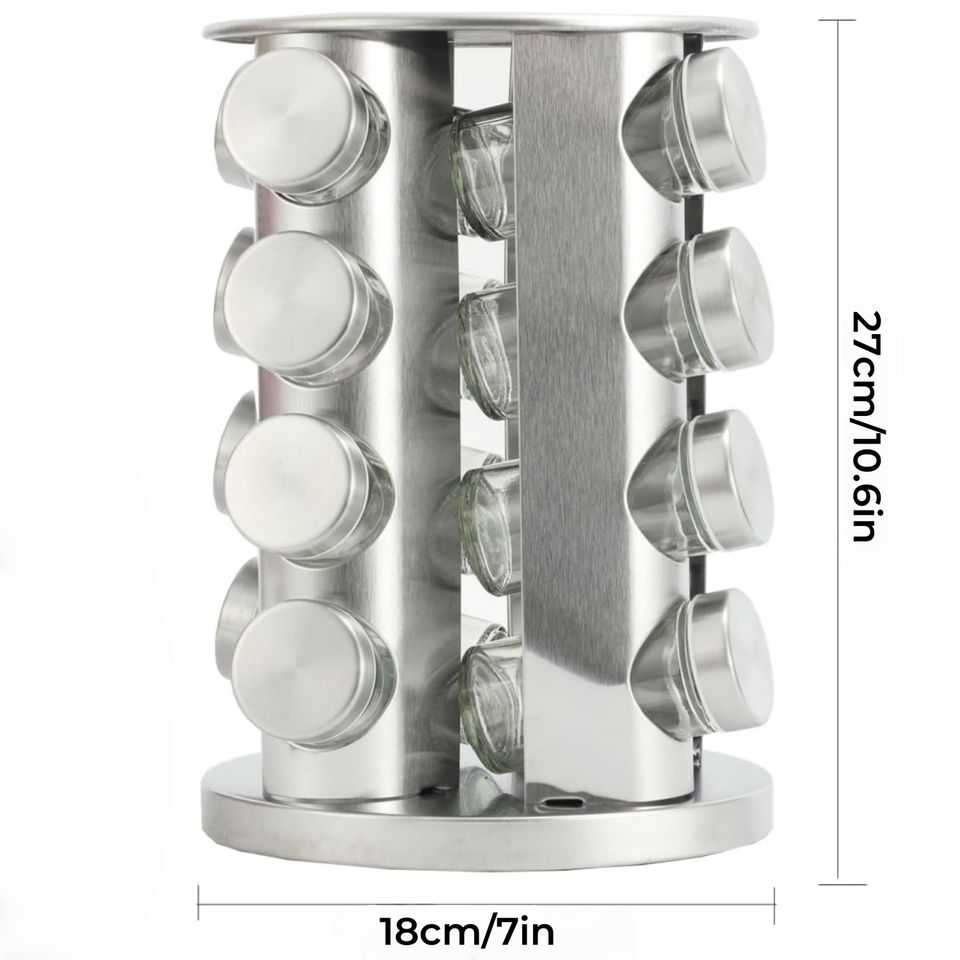 Revolving Spice Rack Organizer with Labeled Spices