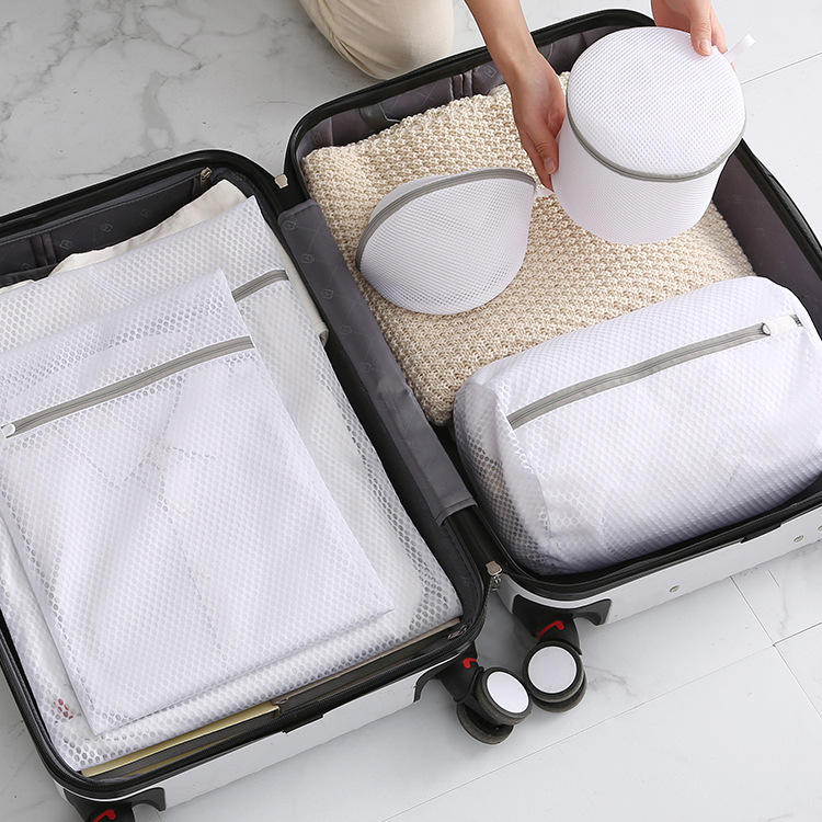 Foldable Wash Bags Set - Mini and Large Sizes, Mesh Laundry Bags for Travel, Clothes Separation