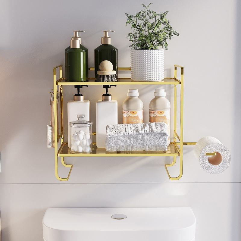 Double-Layer Metal Storage Shelf Bathroom Organizer