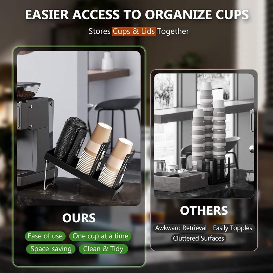 Disposable Coffee Cup Holder with 6 Compartments Organizer for Storing Work Surfaces and Breaks