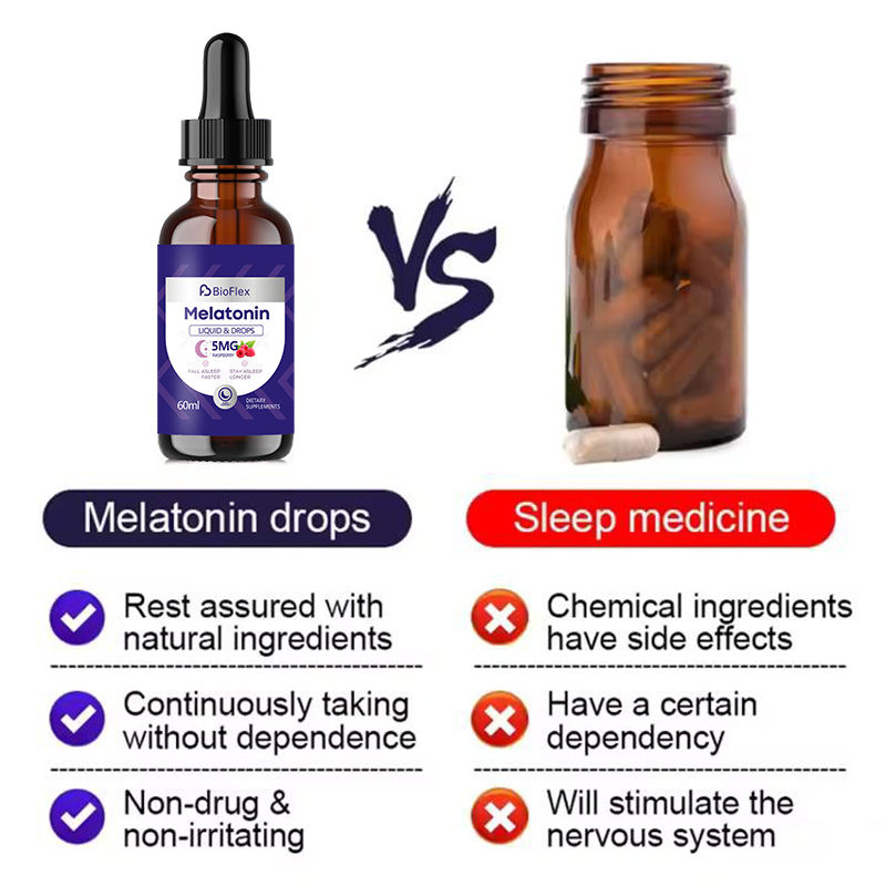 OEM Private Label 60ml Vegan Melatonin Liquid Drops for Adult Sleep Support