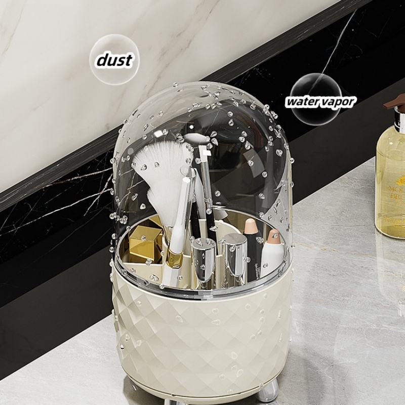 360-Degree Rotating Makeup Organizer with Brush Holder