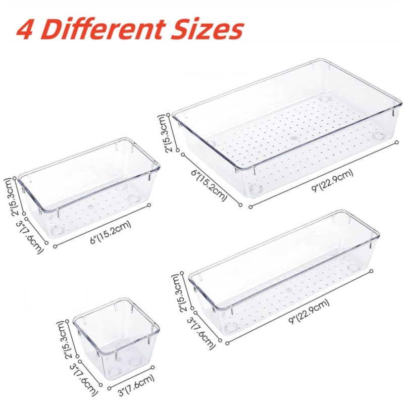 28-Piece Set Multifunctional Transparent Drawer Organizer for Spices and Cutlery