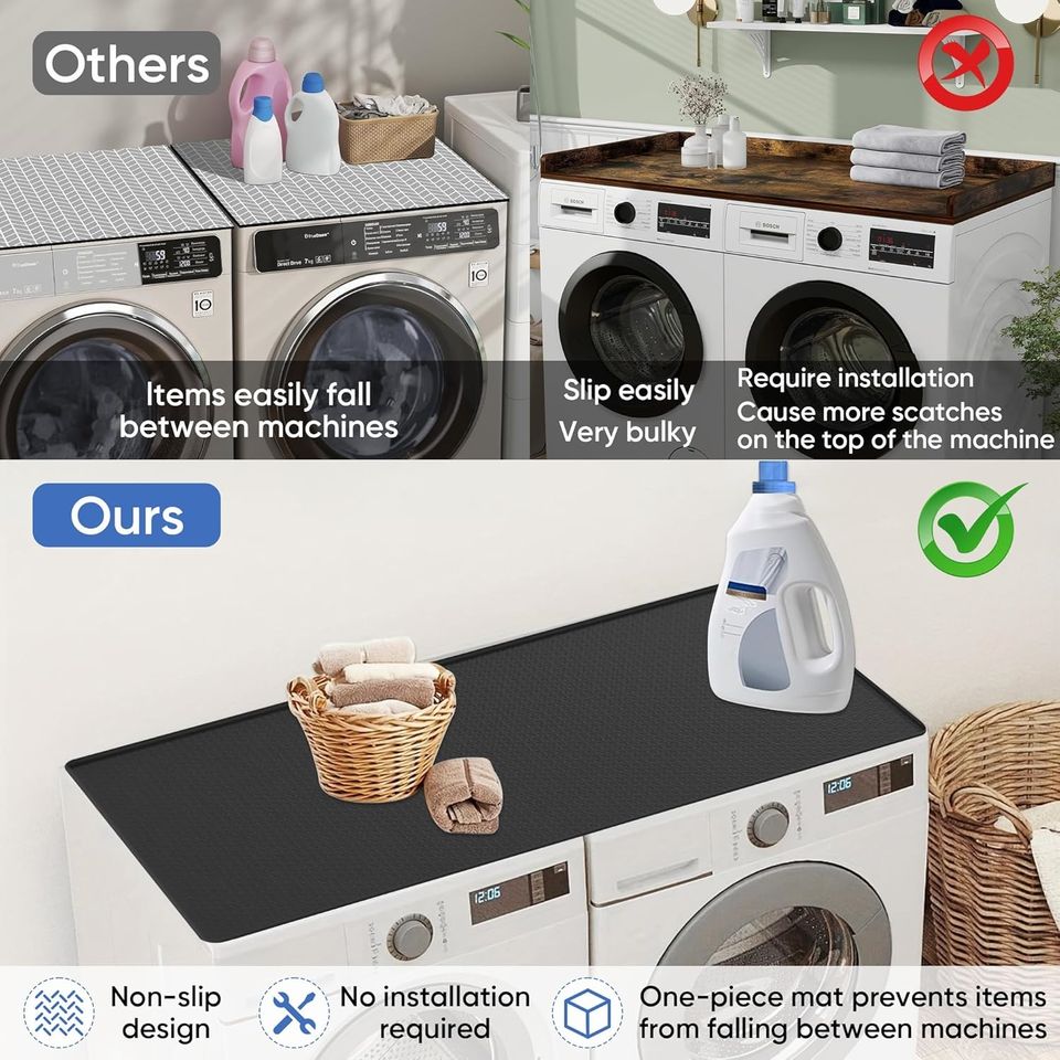 Silicone Laundry Work Surface for Washer and Dryer Organizing and Storage