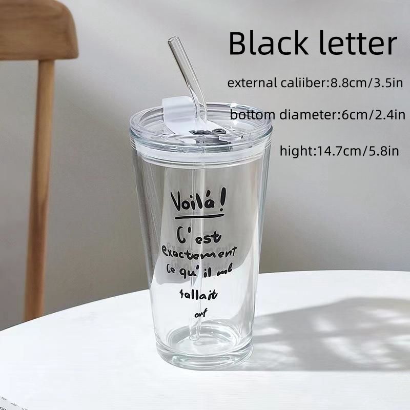 High-Quality Coffee Sweet Cup Glass Mug for Tea with Lid and Straw High-colorful Ins-Water Mug with Large Capacity