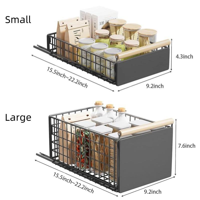 Foldable Pull-Out Storage Basket, Kitchen Bathroom Living Room Pull-Out Storage Basket, Spice Various Storage Shelves