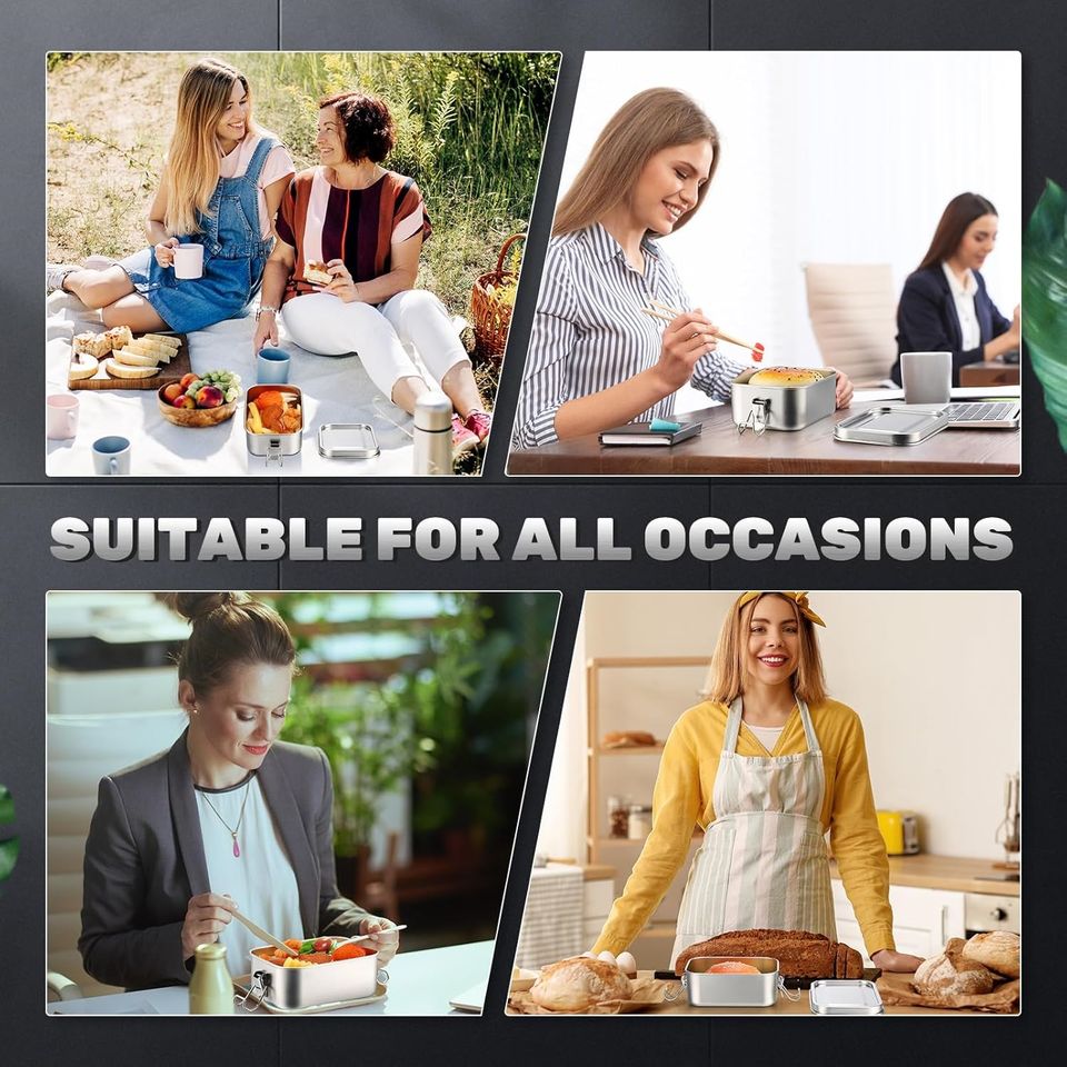 Stainless Steel Bento Lunch Box for School and Office, Ideal for Kids and Adults