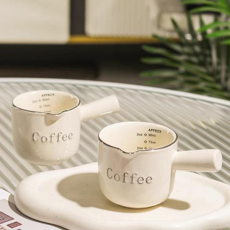 Premium Italian Espresso Cup with Graduation Premium Ceramic Coffee Measuring Cup Extraction Cup & Small Milk Jug