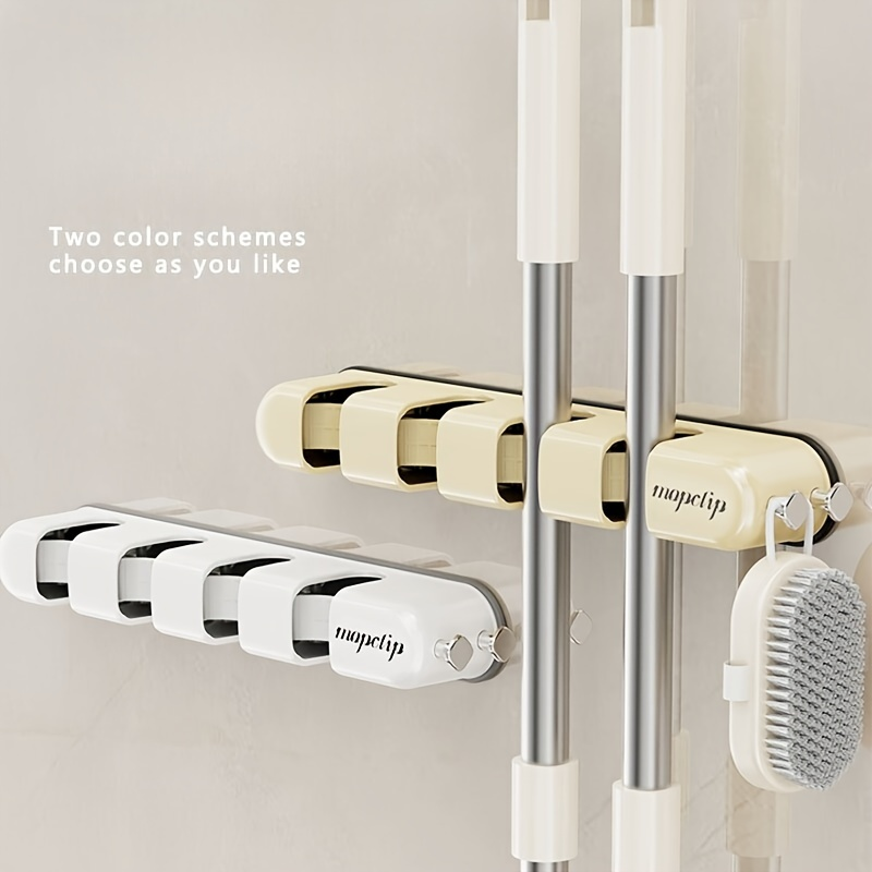 Modern Bathroom Kitchen Shelf No-Drill Wall Mount Mop Broom Holder Single Space-Saving Organizer for Utility Room