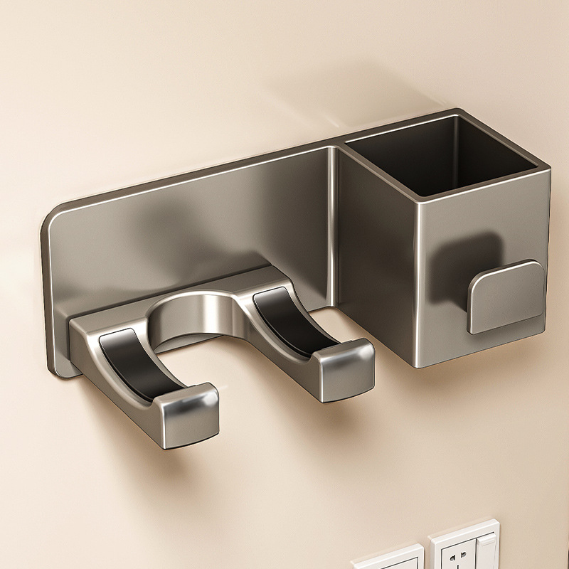 Modern Wall-Mounted Bathroom Storage Shelf for Hair Dryer and Cosmetics