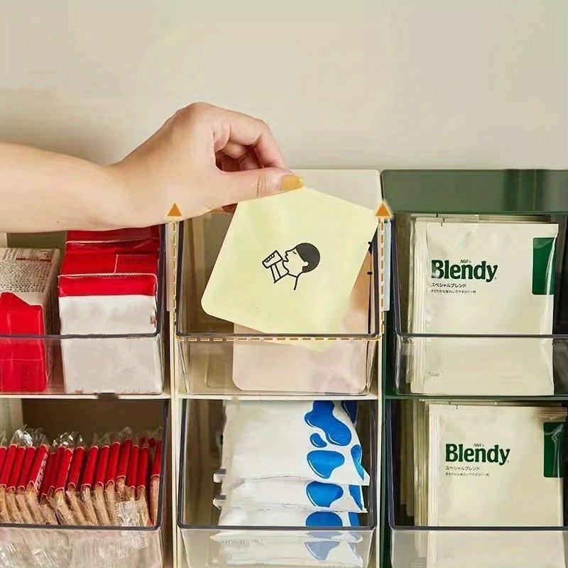 2-Piece Storage Box Set Tea and Coffee Organizer Candy-Chocolate-Snack Shelf Transparent Classified Shelf for Desk Office Pantry