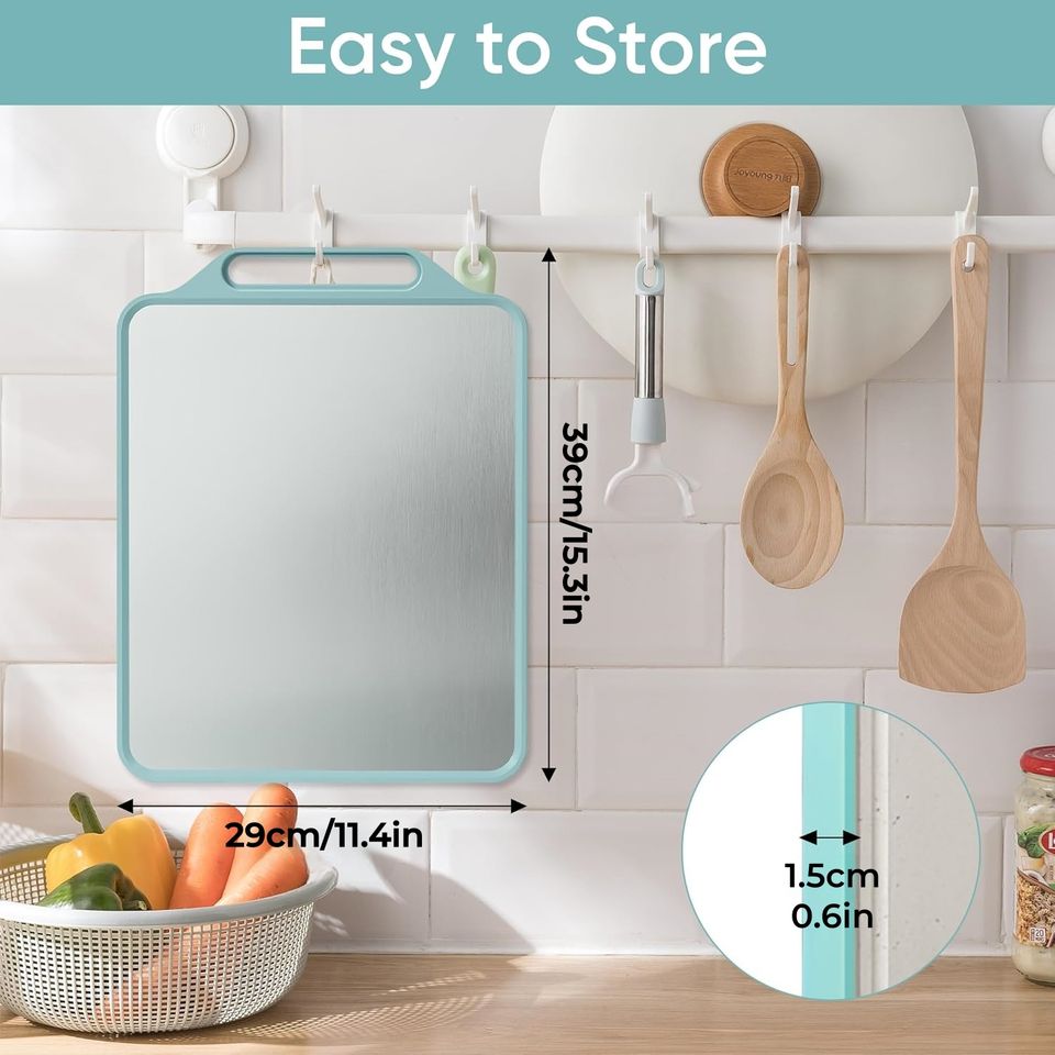 Double-Sided Stainless Steel Cutting Board – Thawing Fruit, Mold-Resistant, Antibacterial, for Kitchen & Dorm