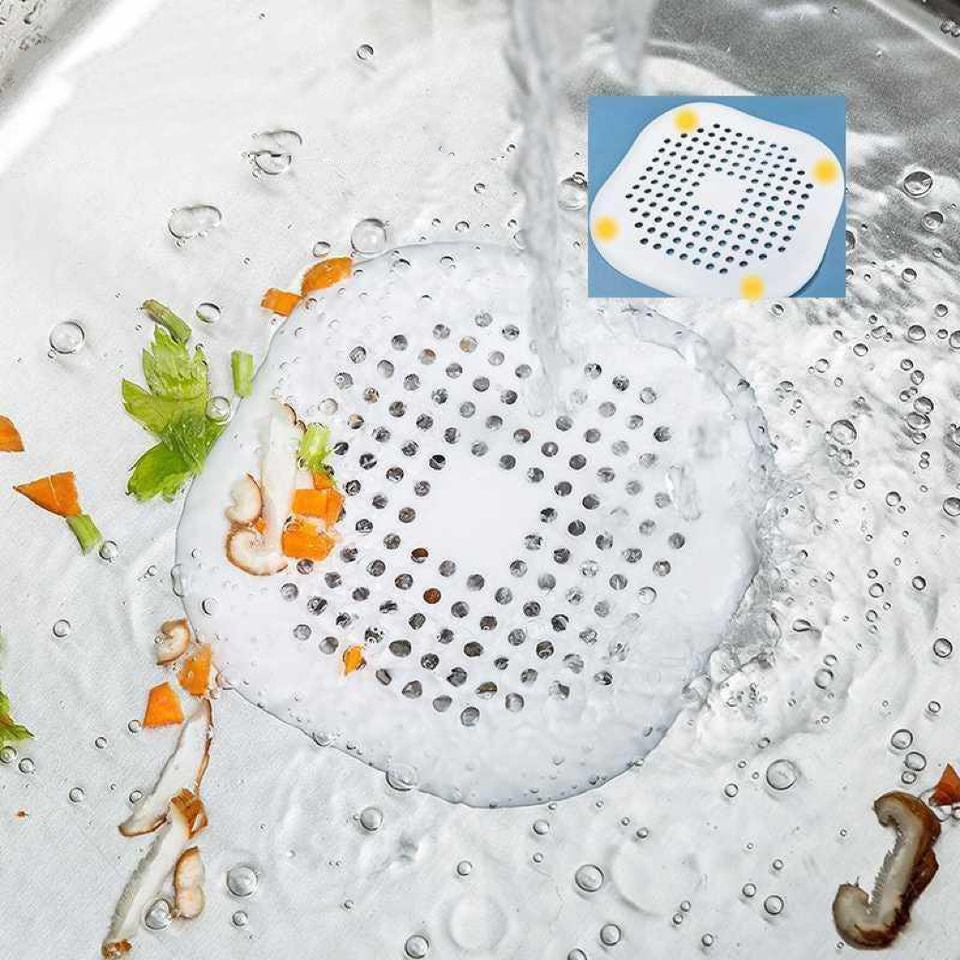 Drainage Outlet Floor Drain Screen Hair Catcher Square Drain Silicone Suction Cup Hair Topper for Showers Kitchen Sink Sieve