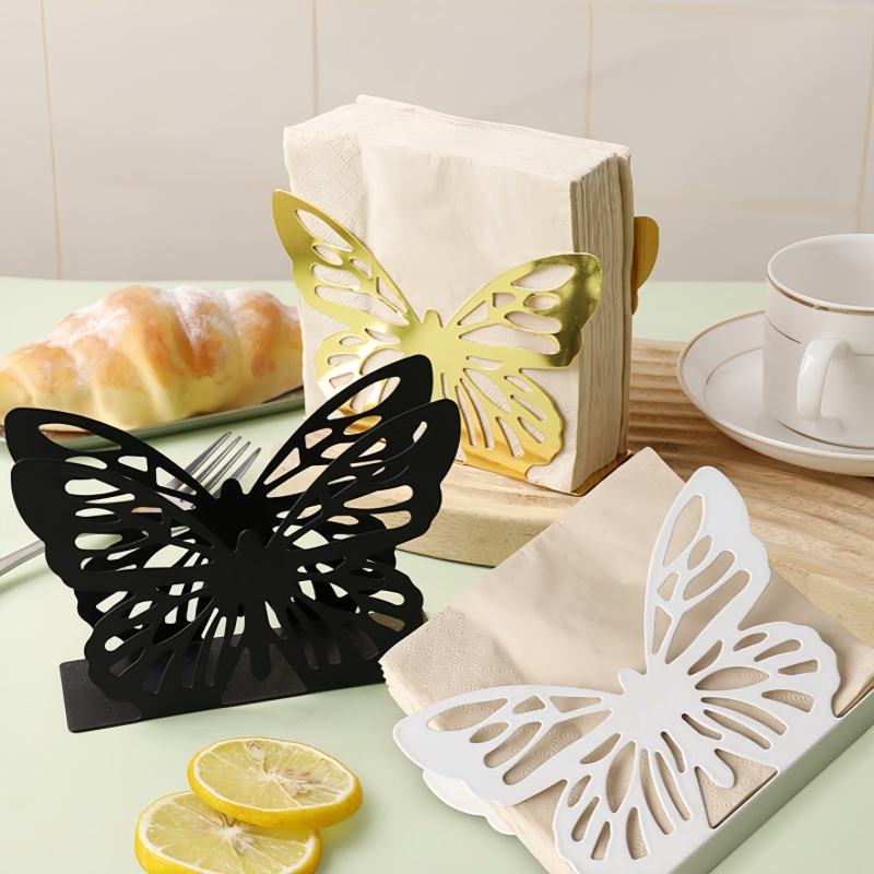 Decorative Butterfly Napkin Holder, Standing Metal Tissue Box Ideal for Wedding Banquet Tables, Space-Saving Storage