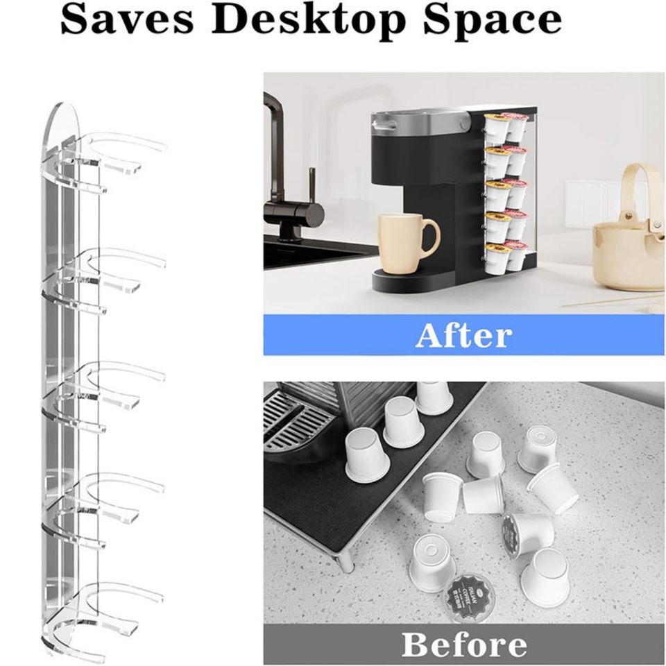 Space-Saving Plastic K-Cup Organizer for Small Countertops and Desktops