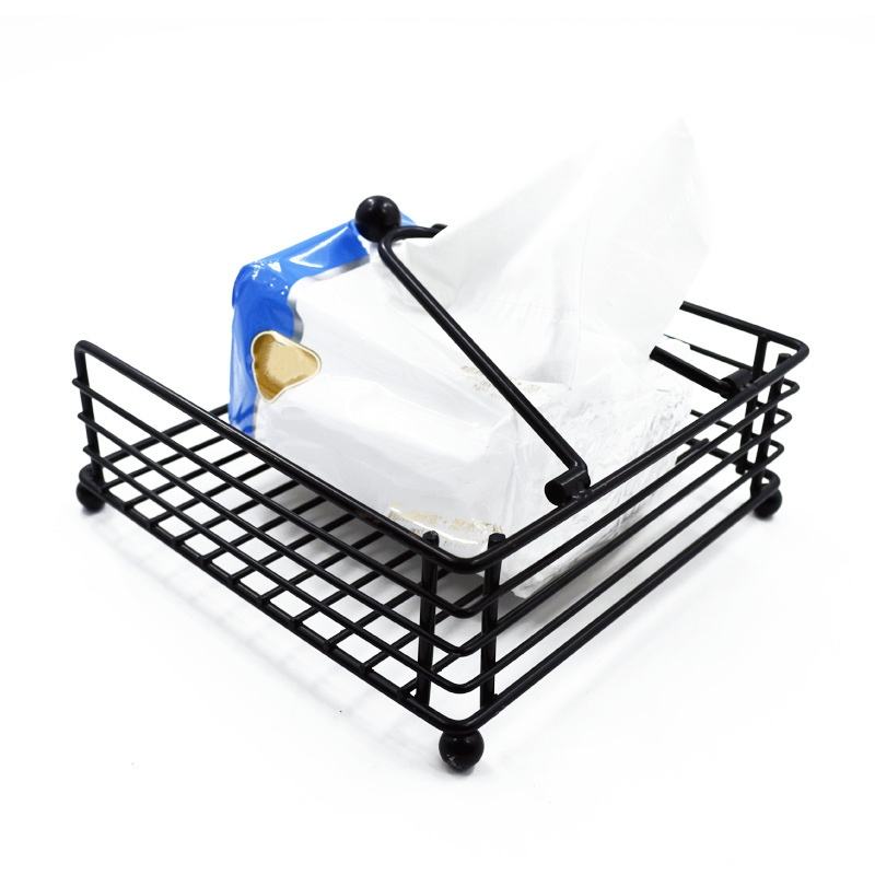 Modern European Creative Square Napkin Holder - Flat Metal with Weighted Arm for Kitchen and Car