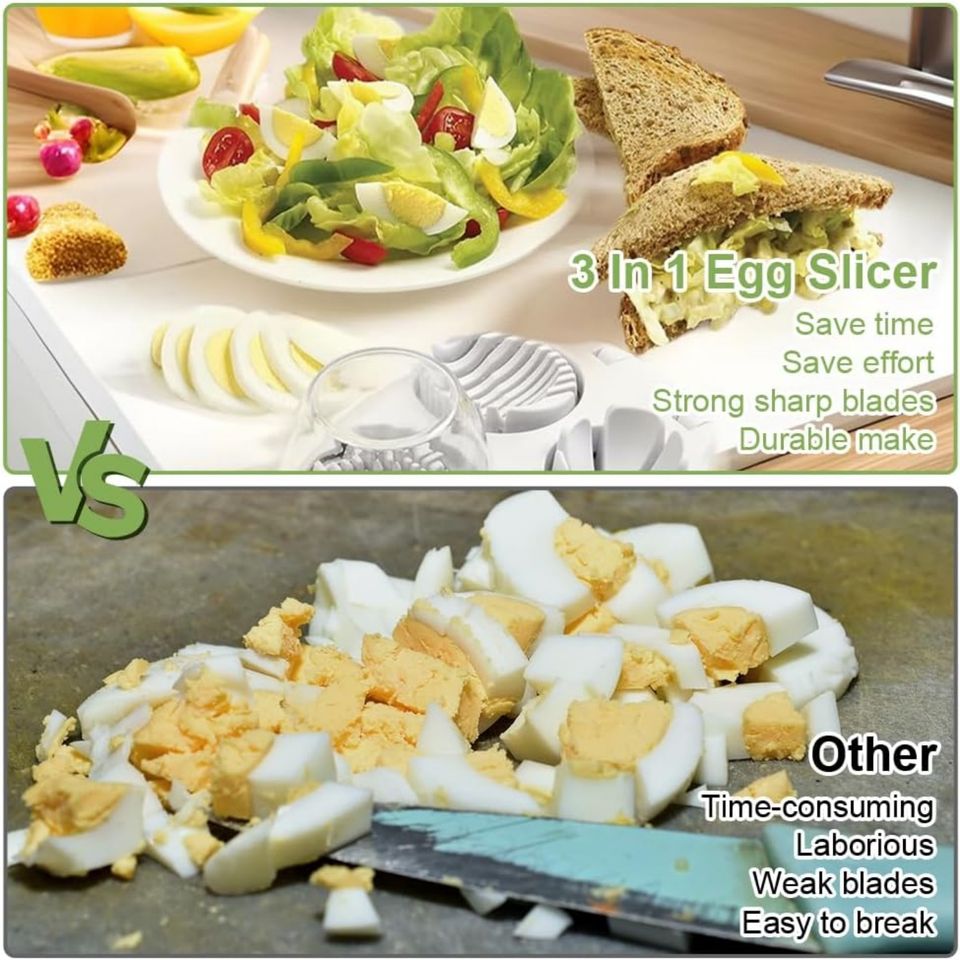 Premium 3-in-1 Stainless Steel and Plastic Egg Slicer with Modern Style