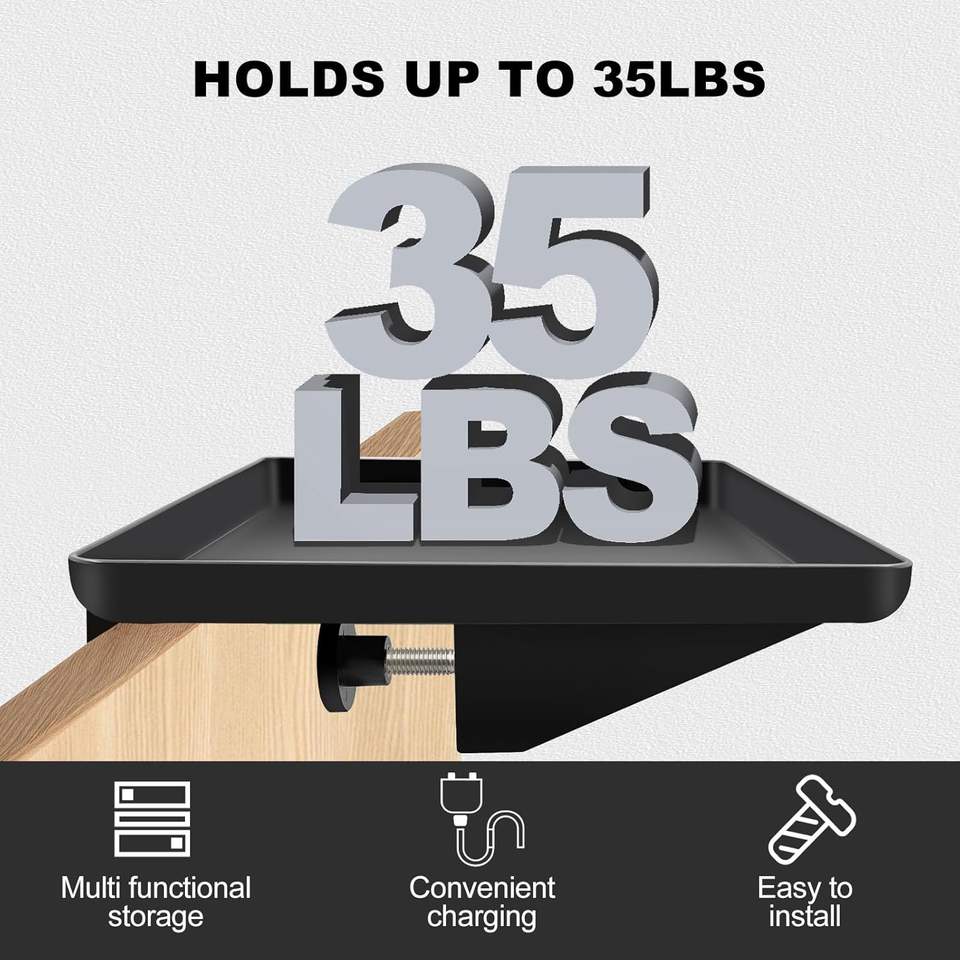 Dorm Bunk Bed Side Shelves, Clip-On Bedside Shelf, Headboard Tray Organizer Essentials for College Dorm Rooms