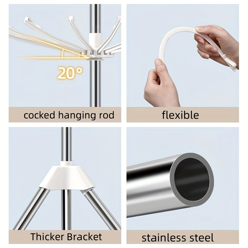 Foldable Laundry Stand with 2/3 Levels and 3 Legs and Rotating Hanger Arms - Space-Saving Laundry Dryer for Indoor and Outdoor Use