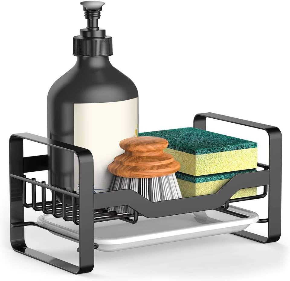 Stainless Steel 304 Sink Drain Rack Sink Storage Rack for Sponge Countertop Drying Basket