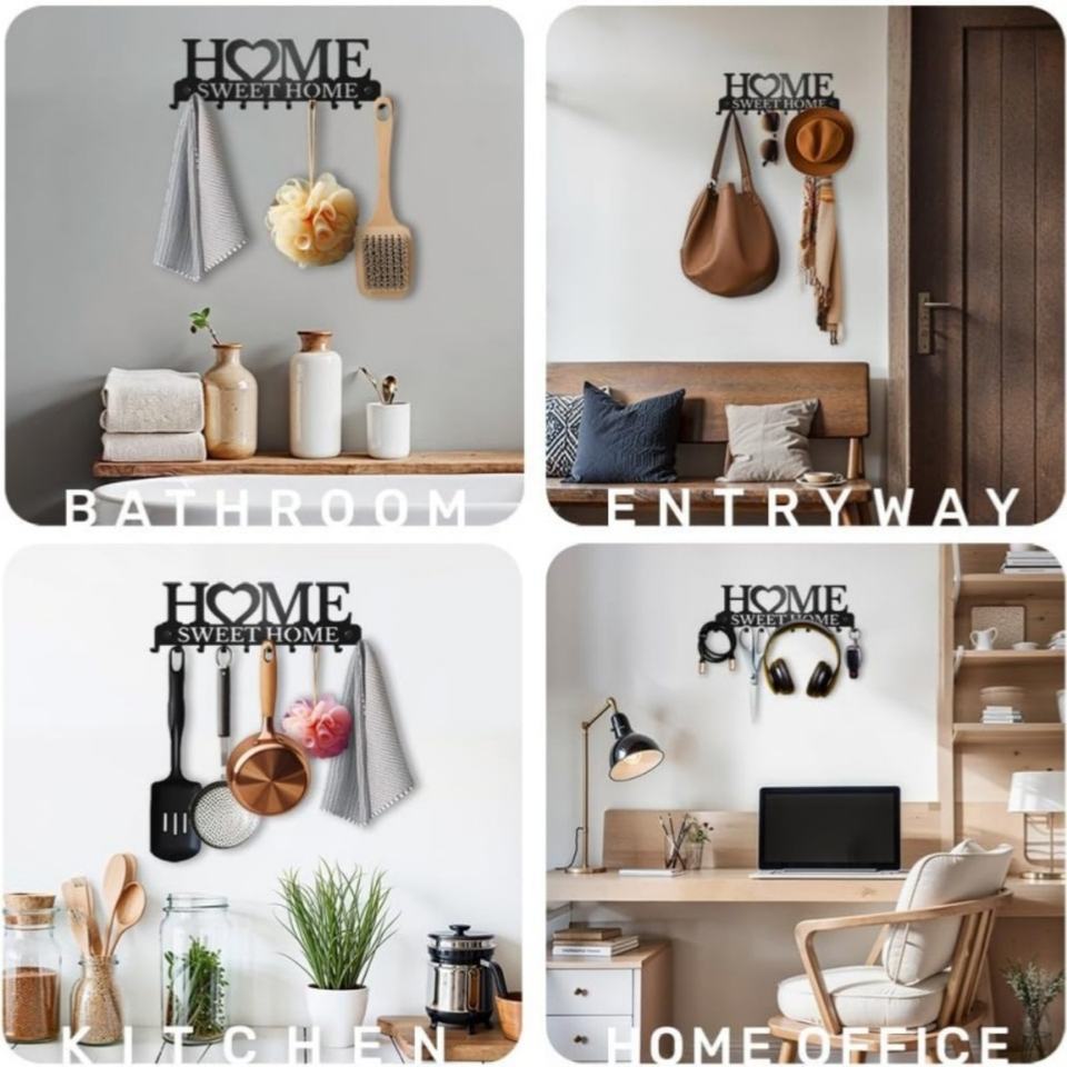 Modern Metal Key Holder with 10 Hooks for Entryway, Front Door, Hallway, Office