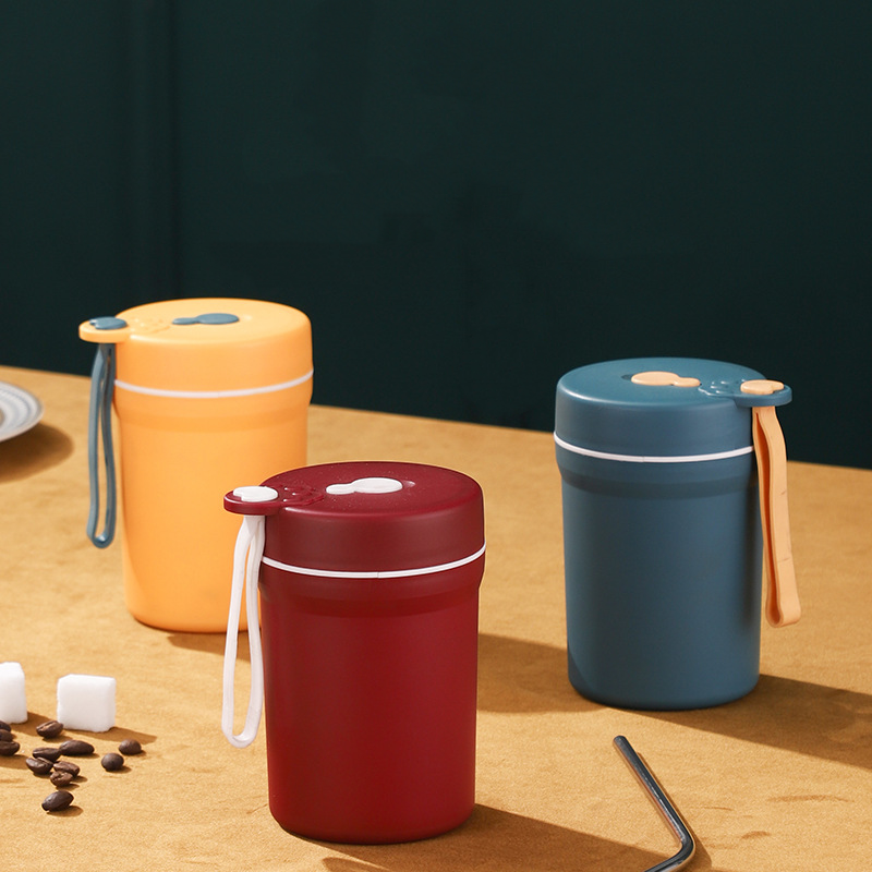 Portable PP Material Scald-Proof Coffee Mug with Lid for Home, Outdoor, Camping, Breakfast, Wheat Soup Cup, Hand Washable