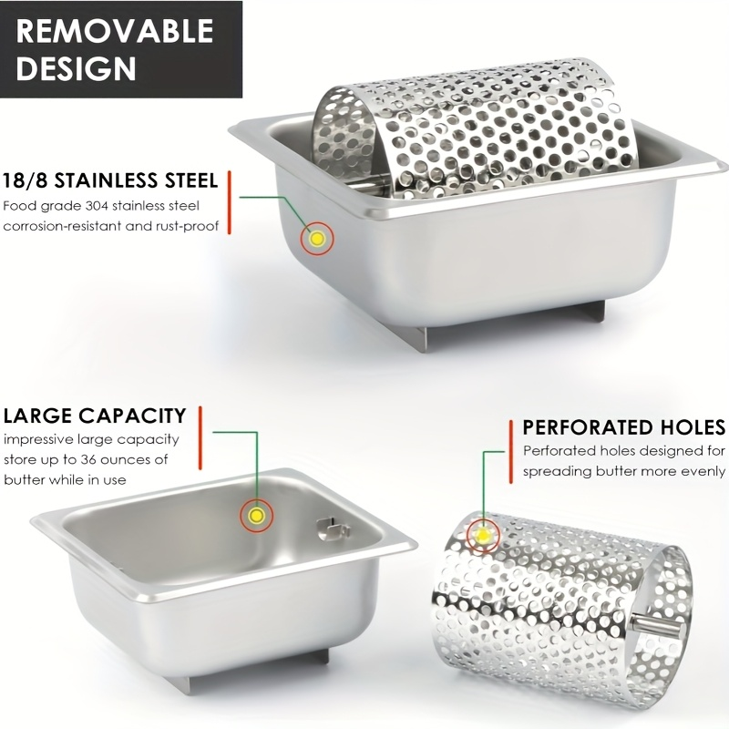 Brötchen-Butterroller | Edelstahl-Brotbutter-Radgrillplatte | Tragbarer Multifunktions-Grill für Camping