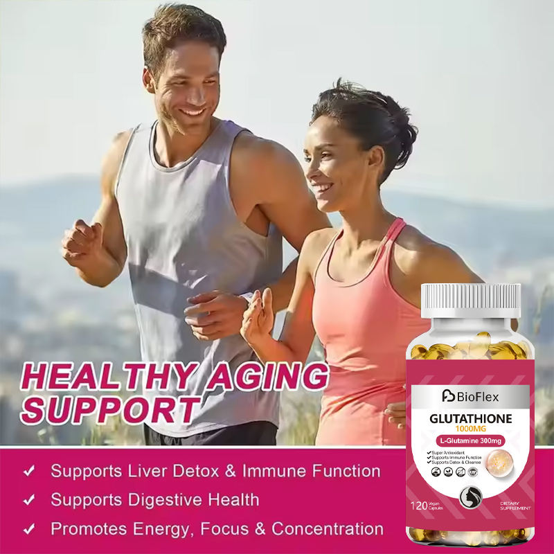 OEM 1000mg Glutathione Softgel Supplement for Skin Lightening with L-Glutamine, Milk Thistle, Alpha-Lipoic Acid, Vitamin C, and D3