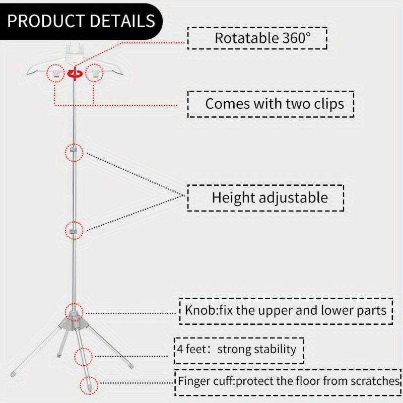 Adjustable Folding Laundry Dryer with Steam Iron Organizer