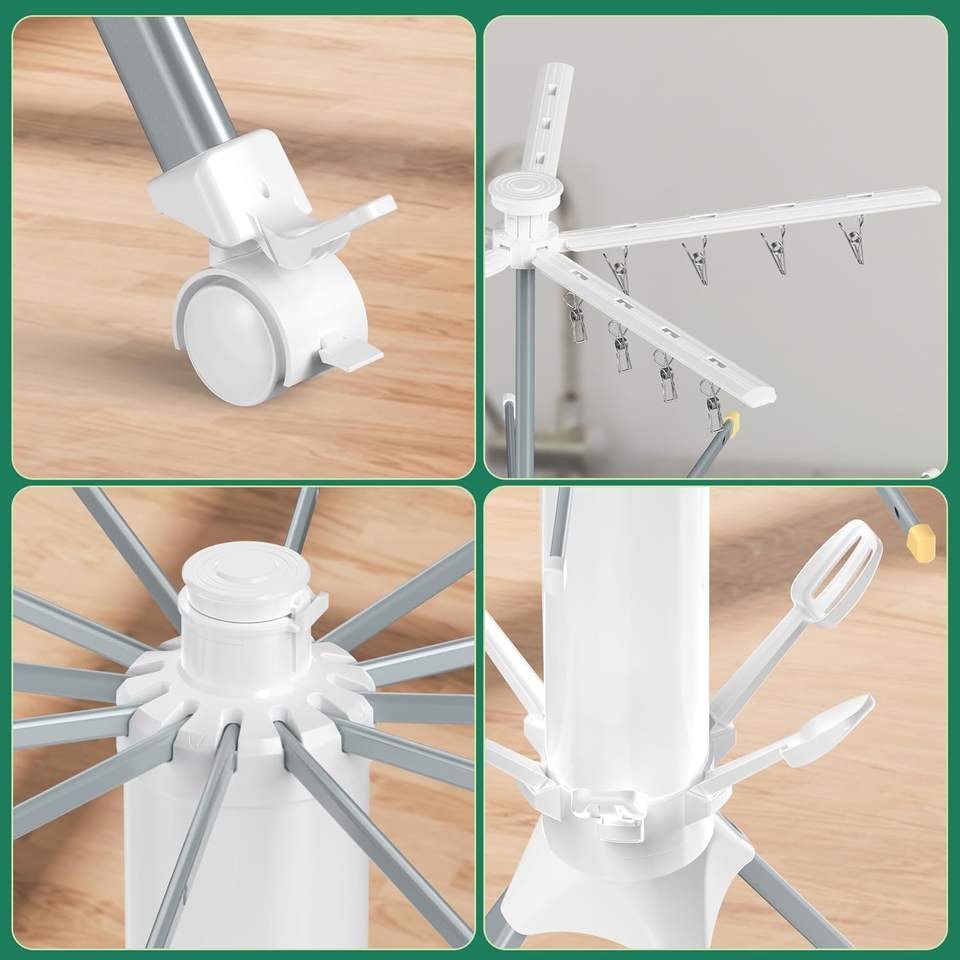 Collapsible Laundry Drying Rack with Adjustable Shelves and Rust-Resistant Carbon Steel Construction