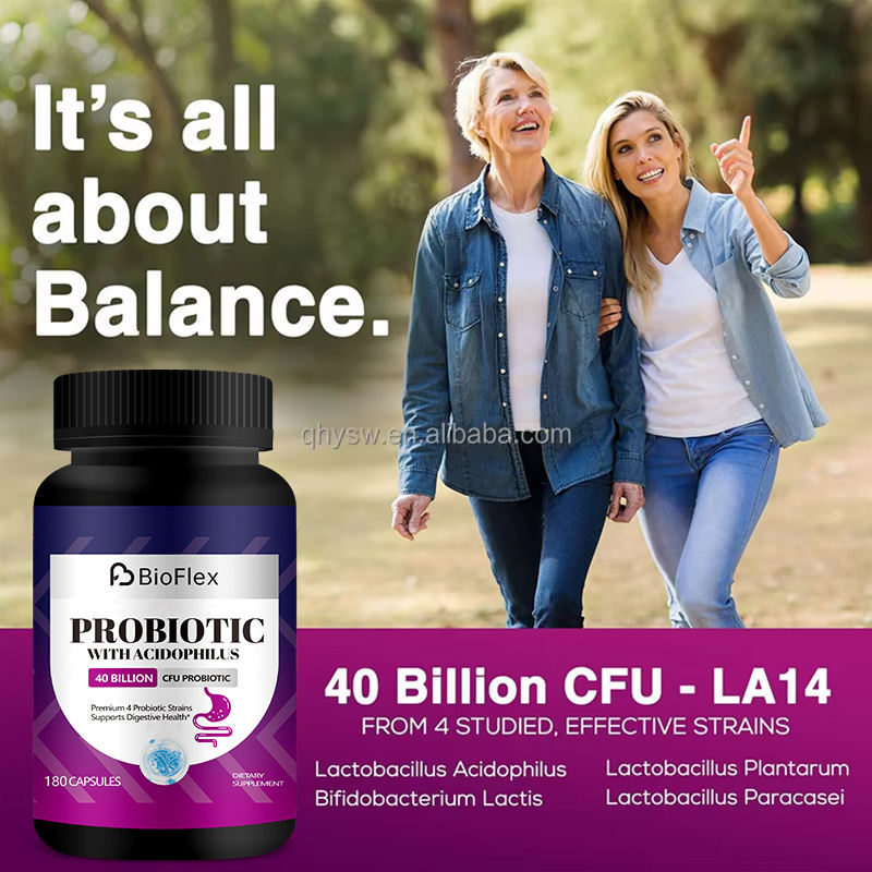 OEM Private Label 40 Billion CFU Probiotic Digestive Supplement Capsules for Adult Gut Health