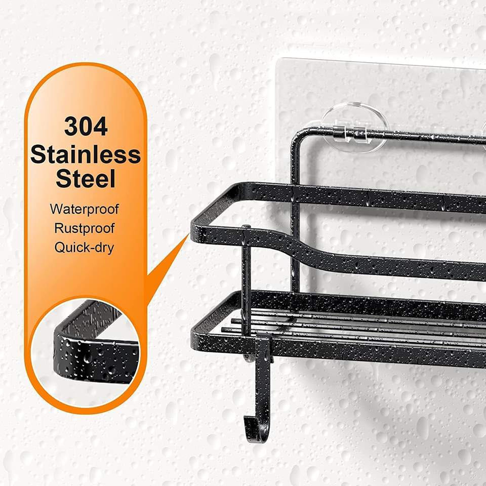 2-Tier Wall-Mounted Stainless Steel Body Laundry Storage Organizer Rack