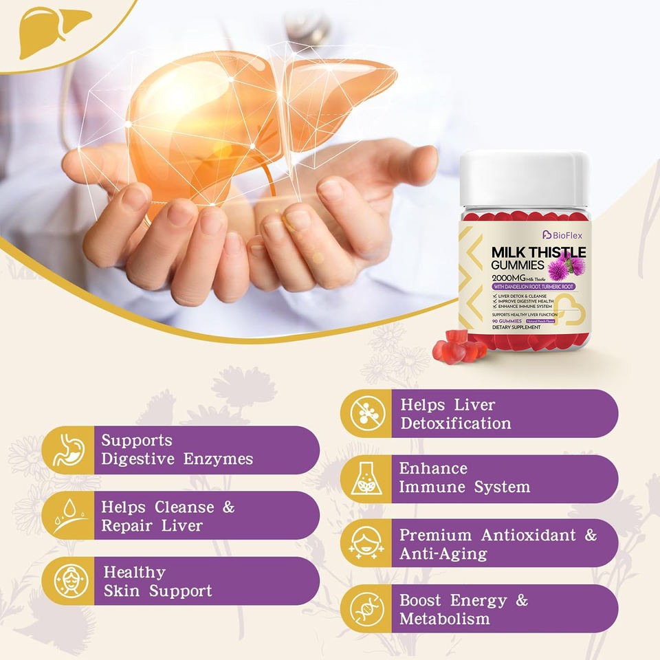 OEM Private Label Liver Cleanse Detox & Repair Gummies Liver Support Milk Thistle Gummies for Liver Detox & Antioxidant Support