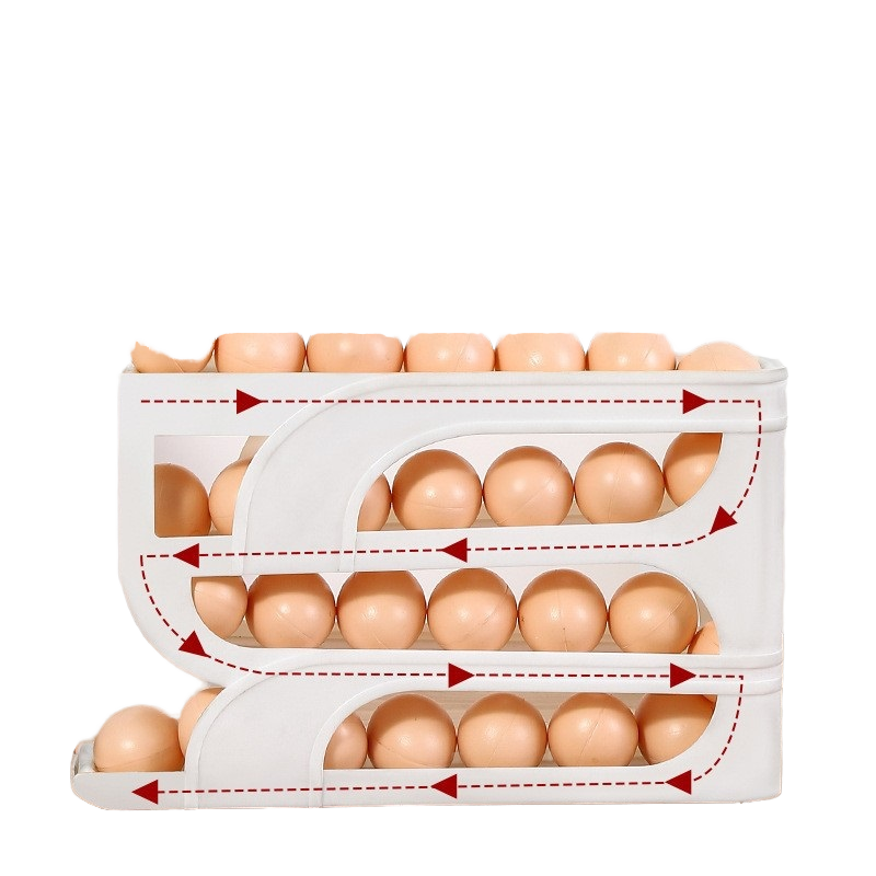 Rolling Slide-Style Egg Storage Box for Flexible Cereal Sets in Fridges